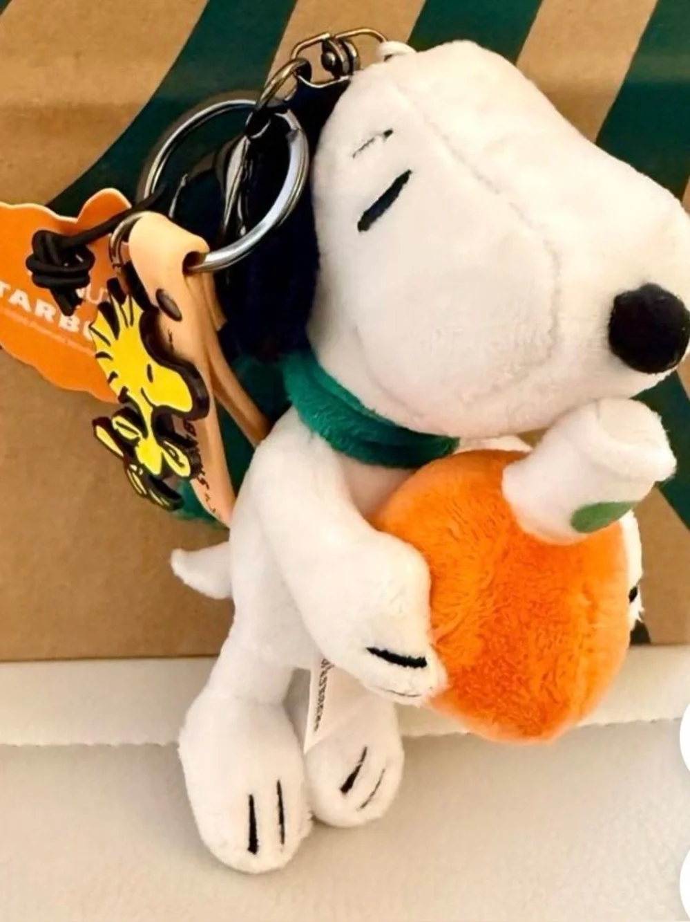 NEW 2026 Starbucks Peanuts Snoopy Pumpkin Plush Keychain Bag Charm